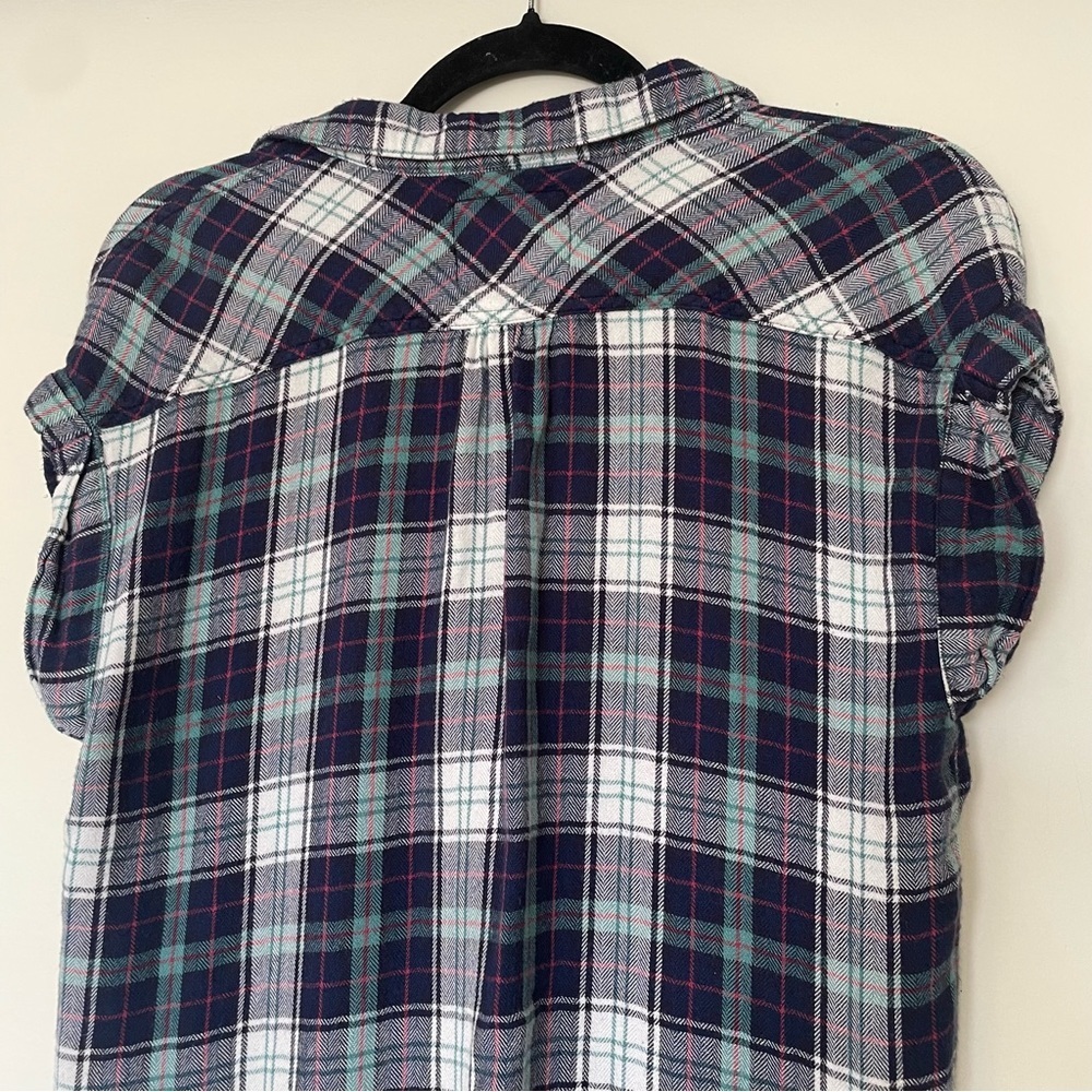 Rails Britt Short Sleeve Button Up Plaid Shirt Bl… - image 5